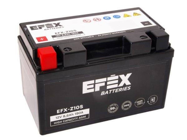 150 X 87 X 94, + -, EFEX HIGH CAPACITY AGM 12V 8.6AH 190A EFX-Z10S YTZ10-S EAN4751039330625