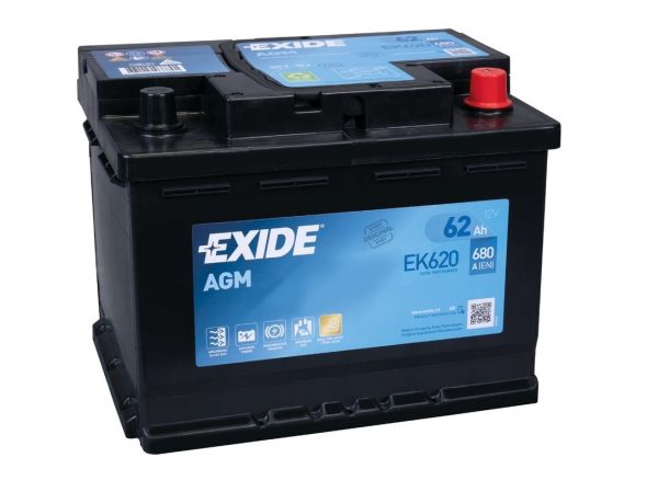 EXIDE START-STOP AGM EK620 12V 62Ah 680A(EN) 242x175x190 0/1 EAN3661024037891