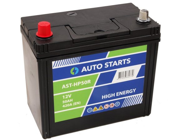 AUTO STARTS HIGH POWER JIS 12V 50Ah 420A (EN) 238x129x227 1/3 ar klemmju adapteri uz 1 EAN4751039330