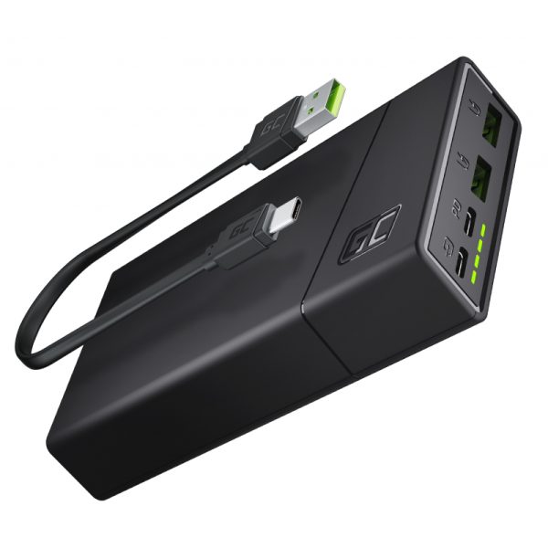 Power Bank Green Cell GC PowerPlay20 20000mAh ar ātru uzlādi 2x USB Ultra Charge un 2x USB-C barošan