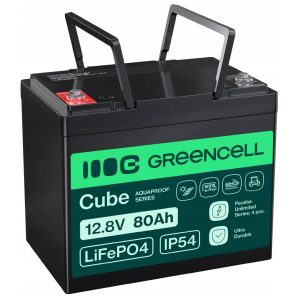 Dziļās izlādes akumulators Green Cell CUBE LiFePO4 80ah 12.8V 1024Wh, 260x168x210, EAN5904326374843