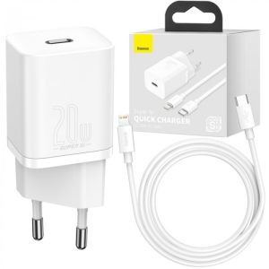 USB ātrais lādētājs Super Si 30W USB-C QC3.0 PD, balts