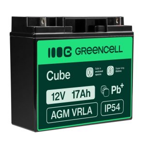 Dziļās izlādes akumulators Green Cell CUBE AGM VRLA 17Ah 12V 181x77x167